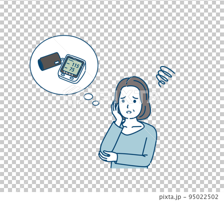 高血圧を心配する　気にする　中年の女性　ミドル　血圧　イラスト 95022502