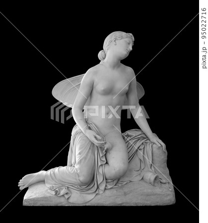 Ancient statue. Psyche in a Faint sculpture of Pietro Tenerani in the State Hermitage Museum. Masterpiece isolated photo with clipping path 95022716