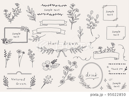 手書きのボタニカルフレームセット 95022850