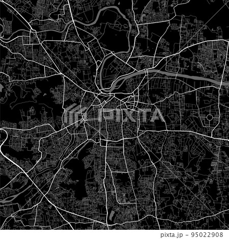 Map of Pune city. Urban black and white poster....のイラスト素材 [95022908 ...