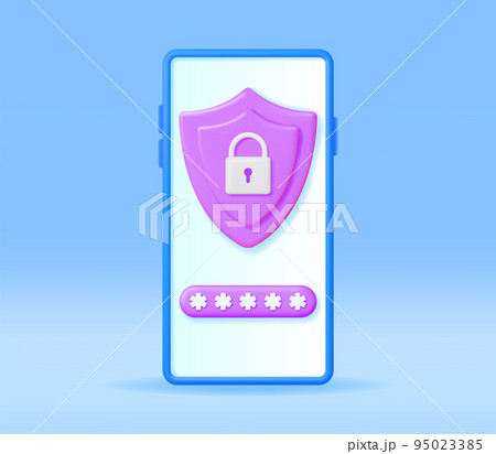 3D Mobile Phone with Shield Lock on the Screen 95023385
