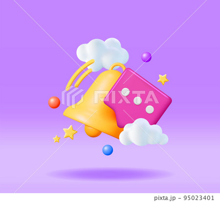 3D Notification Popup with Bell Icon. 95023401