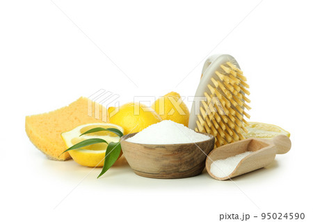 Concept of household cleaners with lemon acid, isolated on white background 95024590