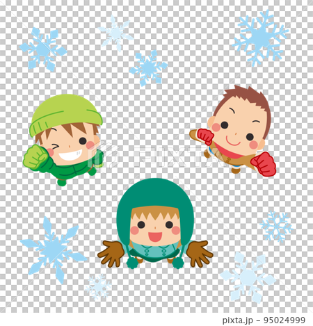 空を見上げる可愛い小さな子供たちと舞い落ちる雪の結晶のイラスト 白背景 クリップアート ベクター 空を見上げる可愛い小さな子供たちと舞い落ちる雪の結晶のイラスト 白背景 クリップアート ベクター 95024999