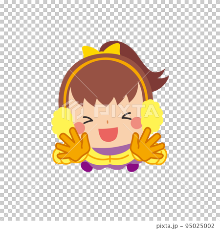 Illustration of a cute little girl calling out to the sky White background clip art vector overhead view 95025002