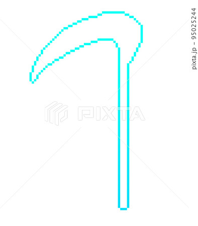 ドット絵の光る鎌(青) 95025244