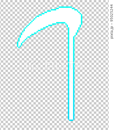 ドット絵の光る鎌(青) 95025244