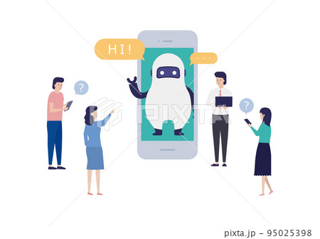 AIチャットボットで顧客からの問合せに自動で返答！業務効率化と満足度の向上を！なイラスト素材 95025398