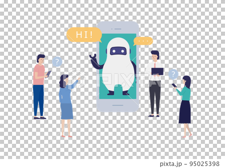 AIチャットボットで顧客からの問合せに自動で返答！業務効率化と満足度の向上を！なイラスト素材 95025398