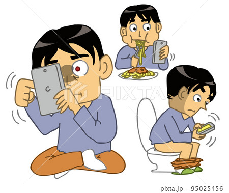 どんなときも携帯を手放さないスマホ依存・SNS依存の人 95025456