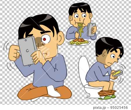 どんなときも携帯を手放さないスマホ依存・SNS依存の人 95025456