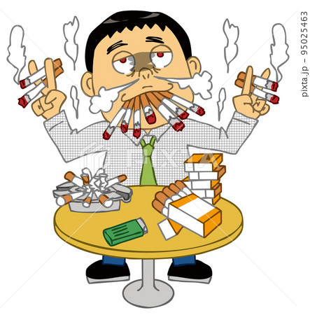 煙草を吸いまくるニコチン中毒者 煙草を吸いまくるニコチン中毒者 95025463