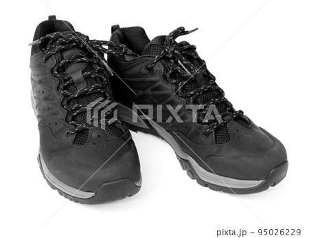 Black trekking boots isolated on white background 95026229