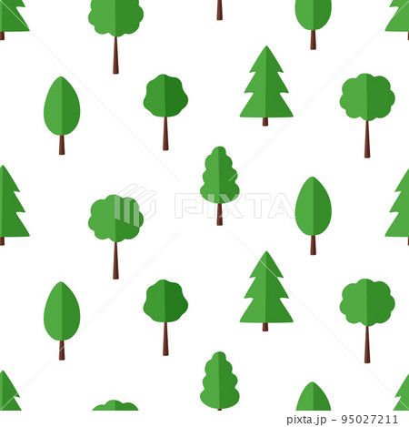 Seamless Pattern Set of trees with a green crown, vector illustration of a tree icon. 95027211