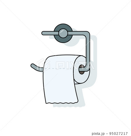 Toilet paper roll hanging on a holder on wall. Vector illustration of the bathroom element Toilet paper roll hanging on a holder on wall. Vector illustration of the bathroom element 95027217
