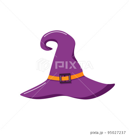 Halloween witch hat, icon vector illustration isolated on white. Halloween witch hat, icon vector illustration isolated on white. 95027237