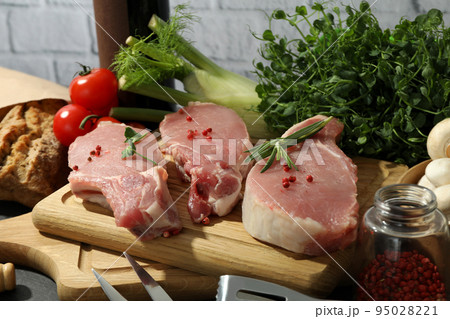 Concept of cooking, cooking meat, close up 95028221