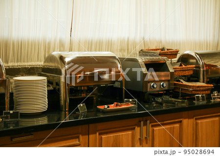 Restaurant supplies on table ready for using 95028694