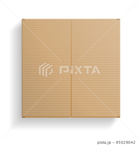 Realistic cardboard box, closed top view 95029042