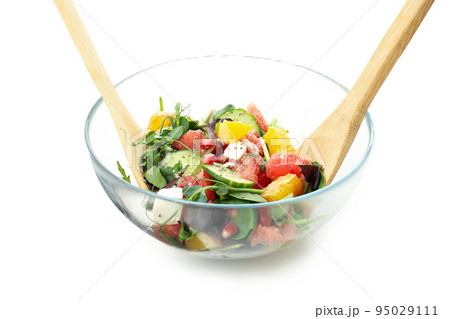 Salad with red orange isolated on white background Salad with red orange isolated on white background 95029111