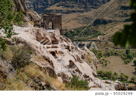Vardzia, a cave monastery in Georgia. cave monastery and ancient city. Caves in the rock close-up. Landmark of Georgia 95029299
