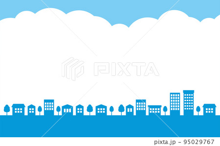 街並み シルエット フレーム ブルー 雲 空 街並み シルエット フレーム ブルー 雲 空 95029767