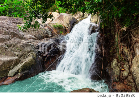 Beautiful deep forest waterfall in Thailand. Beautiful deep forest waterfall in Thailand. 95029830