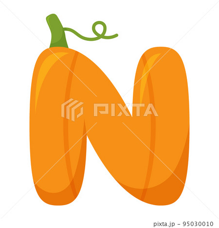 Letter N Pumpkin, vector illustration Letter N Pumpkin, vector illustration 95030010