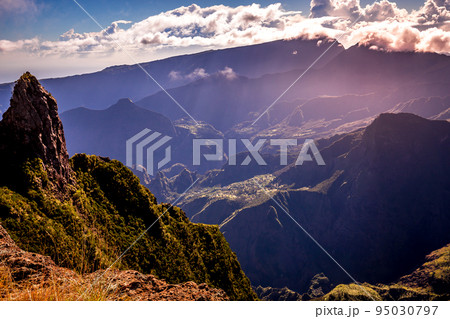 Mafate circus, from piton Maido, La Reunion island 95030797