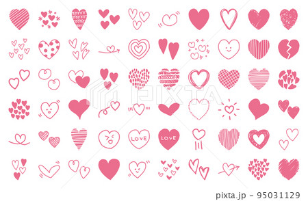 ハート 手書き　ピンク　セット 95031129