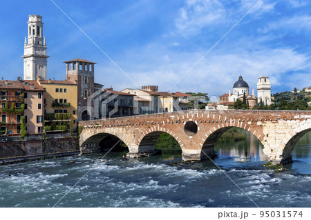 The Ponte Pietra on the Adige River in Verona 95031574
