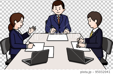 ミーティングする男女3人 ミーティングする男女3人 95032041