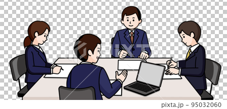 ミーティングする男女4人 ミーティングする男女4人 95032060
