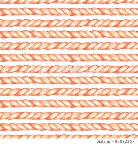 Rope seamless pattern. Watercolor illustration. Isolated on a white background. Rope seamless pattern. Watercolor illustration. Isolated on a white background. 95032257