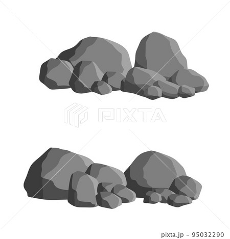Set of gray granite stones of different shapes. Set of gray granite stones of different shapes. 95032290