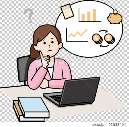 資産運用について考える女性 95032404