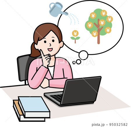 資産運用について考える女性 95032582