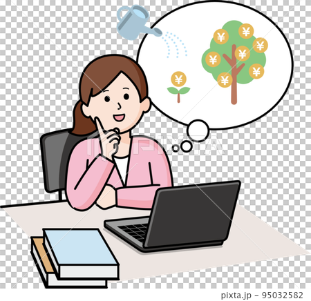 資産運用について考える女性 95032582