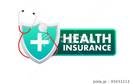 Health insurance label. Medical document, clipboard. Vector illustration. Health insurance label. Medical document, clipboard. Vector illustration. 95033213