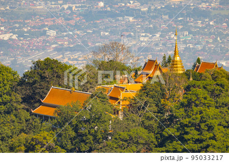 Wat Phra That Doi Suthep, a destination of tourist to visit Theravada Buddhist temple in Chiang Mai, Northern of Thailand Wat Phra That Doi Suthep, a destination of tourist to visit Theravada Buddhist temple in Chiang Mai, Northern of Thailand 95033217