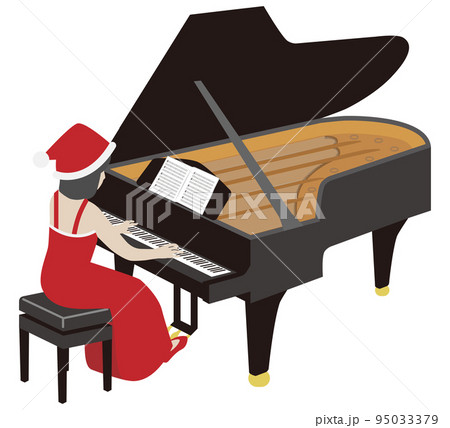 グランドピアノを弾く女性　クリスマス 95033379