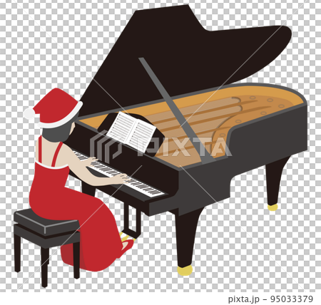グランドピアノを弾く女性　クリスマス 95033379