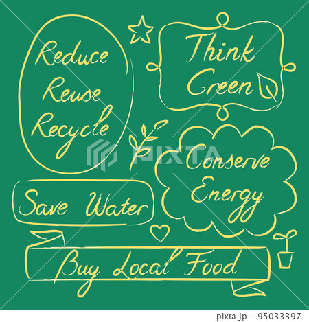 Set of hand drawn ecology lettering Set of hand drawn ecology lettering 95033397