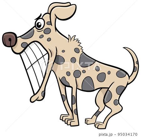 cartoon angry apotted dog animal character - Stock Illustration [95034170]  - PIXTA