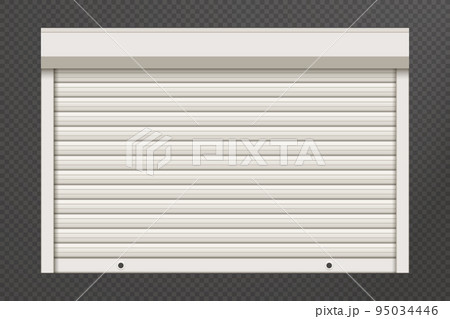 White closed roller garage shutter door with realistic texture mockup 95034446
