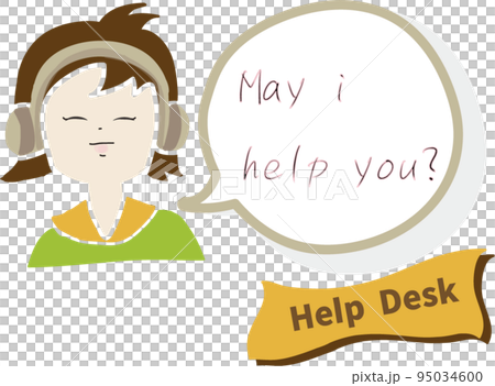 A woman working at a call center with text and a speech bubble 95034600