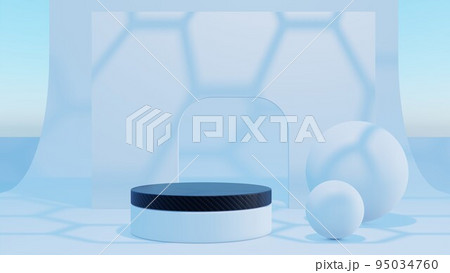 Geometric background for product demonstration, display with carbon fiber podium, 3d rendering, 16 x 9 wide, light blue daylight shading Geometric background for product demonstration, display with carbon fiber podium, 3d rendering, 16 x 9 wide, light blue daylight shading 95034760