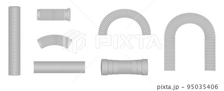 Corrugated hose connections in various shapes. Curved plastic pipes . 95035406