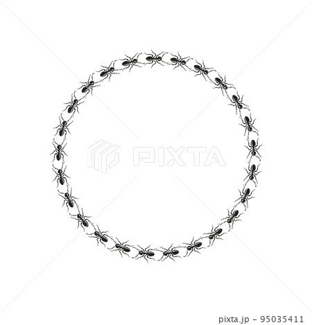 Ants walk in circle. Insect frames. Vector illustration. 95035411