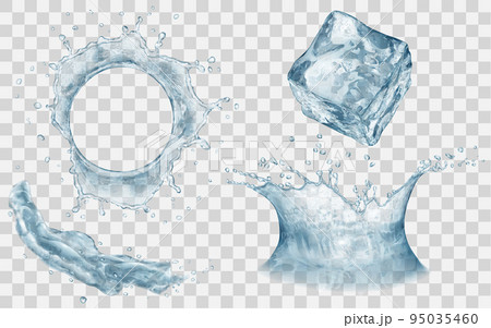 Water crown, splash and ice cube Water crown, splash and ice cube 95035460